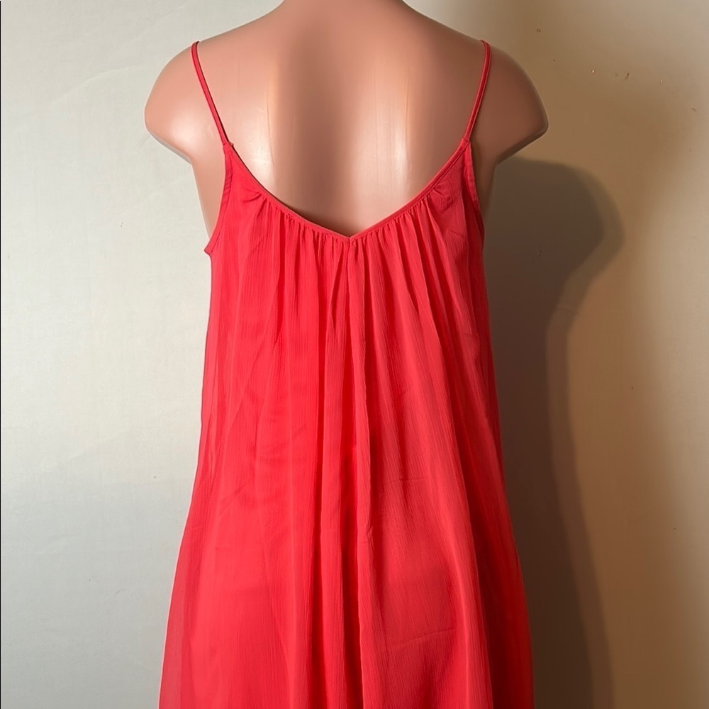 Express Women’s  Pink Swing Slip Mini Beaded Dress Gauzy Spaghetti Straps Sz M - Picture 9 of 11